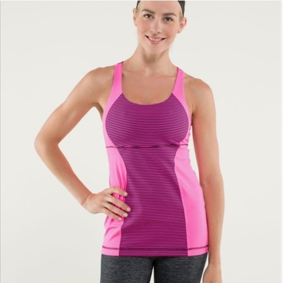 Lululemon Women's Pink Striped Tank Top Gentle Used Doesn't Have Sz Tag - Picture 1 of 9